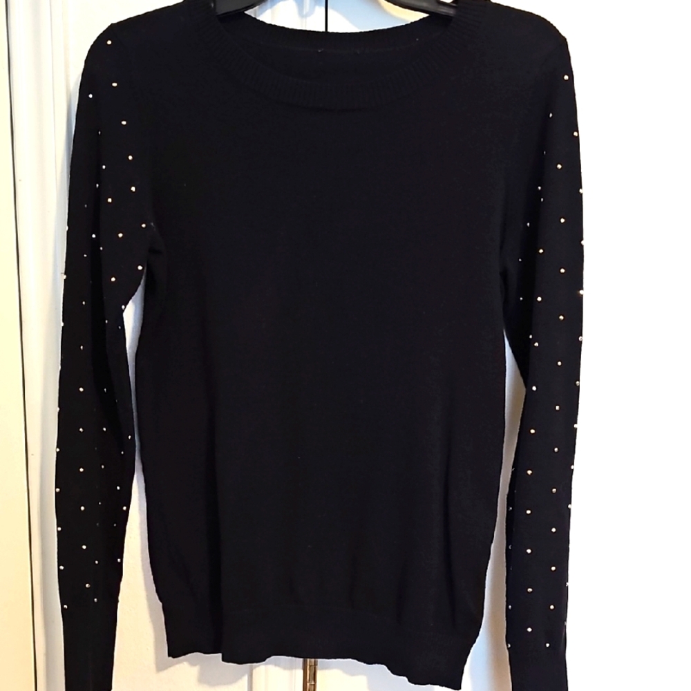 Black Sweater with Studded Sleeves